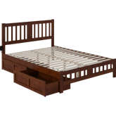 Tahoe Queen Bed with Footboard & 2 Drawers in Walnut Finish