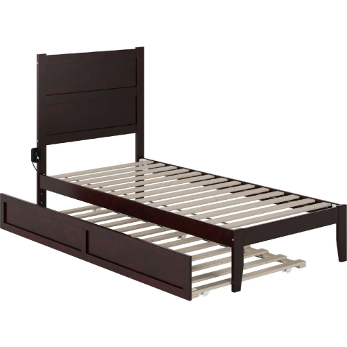 NoHo Twin XL Bed with Twin XL Trundle in Espresso Finish Wood