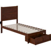 NoHo Twin Bed with Foot Drawer in Walnut Finish