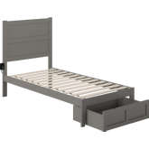 NoHo Twin Bed with Foot Drawer in Grey Finish