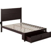 NoHo Full Bed with Foot Drawer in Espresso Finish Wood