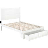NoHo Full Bed with Foot Drawer in White Finish
