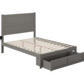 NoHo Full Bed with Foot Drawer in Grey Finish