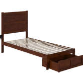 NoHo Twin XL Bed with Foot Drawer in Walnut Finish