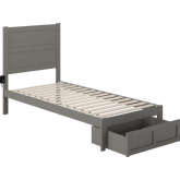 NoHo Twin XL Bed with Foot Drawer in Grey Finish