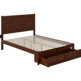 NoHo Queen Bed with Foot Drawer in Walnut Finish