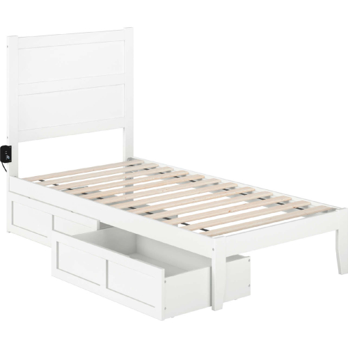 NoHo Twin Bed with 2 Drawers in White Finish