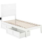 NoHo Twin Bed with 2 Drawers in White Finish