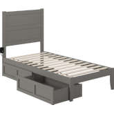 NoHo Twin Bed with 2 Drawers in Grey Finish