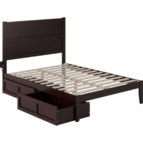 NoHo Full Bed with 2 Drawers in Espresso Finish Wood