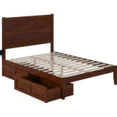 NoHo Full Bed with 2 Drawers in Walnut Finish