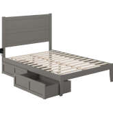 NoHo Full Bed with 2 Drawers in Grey Finish