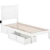 NoHo Twin XL Bed with 2 Drawers in White Finish