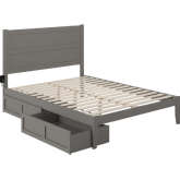 NoHo Queen Bed with 2 Drawers in Grey Finish