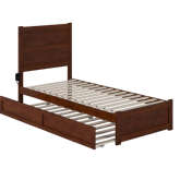 NoHo Twin XL Bed with Footboard & Twin XL Trundle in Walnut Finish
