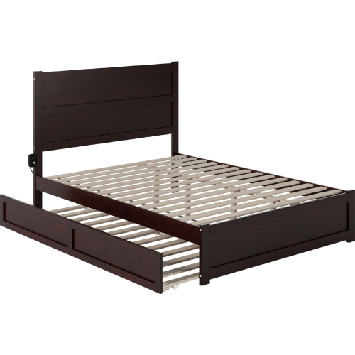 NoHo Queen Bed with Footboard & Twin XL Trundle in Espresso Finish Wood
