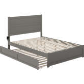 NoHo Queen Bed with Footboard & Twin XL Trundle in Grey Finish
