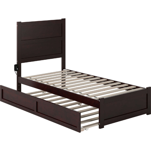 NoHo Twin Bed with Footboard & Twin Trundle in Espresso Finish Wood