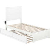 NoHo Twin Bed with Footboard & Twin Trundle in White Finish