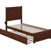 NoHo Twin Bed with Footboard & Twin Trundle in Walnut Finish