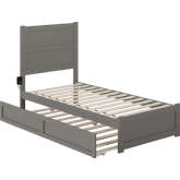 NoHo Twin Bed with Footboard & Twin Trundle in Grey Finish