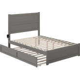 NoHo Full Bed with Footboard & Twin Trundle in Grey Finish