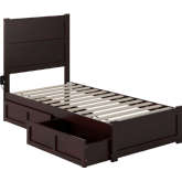 NoHo Twin Bed with Footboard & 2 Drawers in Espresso Finish Wood