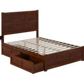 NoHo Full Bed with Footboard & 2 Drawers in Walnut Finish