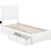 NoHo Twin XL Bed with Footboard & 2 Drawers in White Finish