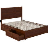 NoHo Queen Bed with Footboard & 2 Drawers in Walnut Finish