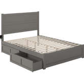NoHo Queen Bed with Footboard & 2 Drawers in Grey Finish