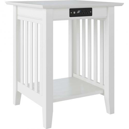 Mission Printer Stand with Charger in White