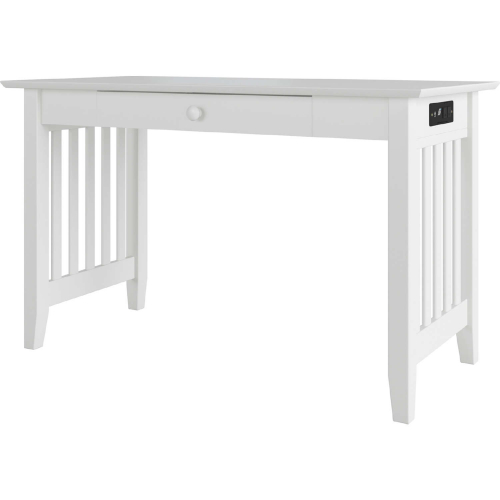 Mission Desk with Drawer & Charger with White