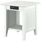 Nantucket End Table with Charger in White
