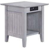 Nantucket End Side Table with Charging Station in Driftwood Finish