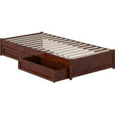 Barcelona Twin XL Panel Platform Bed with Drawers in Walnut Finish