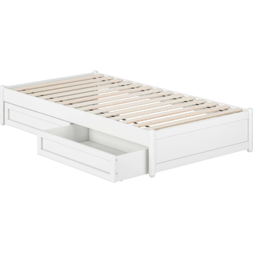 Barcelona Twin Panel Platform Bed with Drawers in White