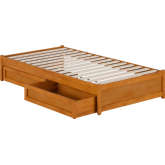 Barcelona Twin Panel Platform Bed with Drawers in Light Toffee