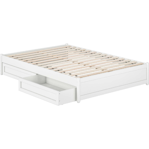 Barcelona Full Panel Platform Bed with Drawers in White