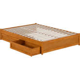 Barcelona Full Panel Platform Bed with Drawers in Light Toffee