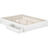 Barcelona Queen Panel Platform Bed with Drawers in White