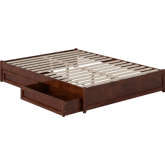 Barcelona Queen Panel Platform Bed with Drawers in Walnut Finish