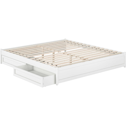 Barcelona King Panel Platform Bed with Drawers in White