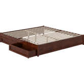 Barcelona King Panel Platform Bed with Drawers in Walnut Finish