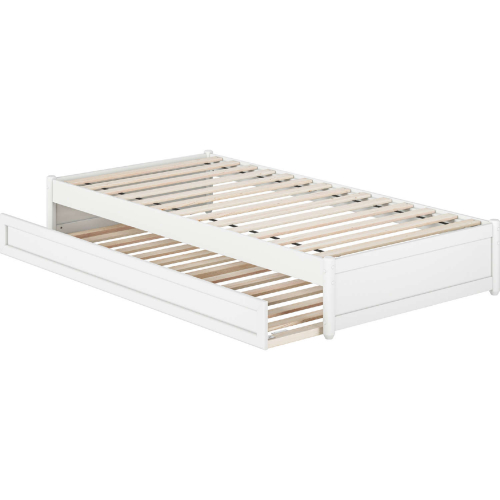 Barcelona Twin XL Panel Platform Bed with Twin XL Trundle in White