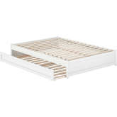 Barcelona Full Panel Platform Bed with Twin Trundle in White