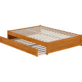 Barcelona Full Panel Platform Bed with Twin Trundle in Light Toffee