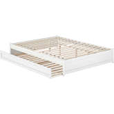 Barcelona Queen Panel Platform Bed with Twin XL Trundle in White