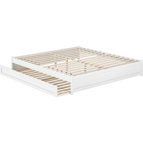 Barcelona King Panel Platform Bed with Twin XL Trundle in White