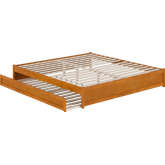 Barcelona King Panel Platform Bed with Twin XL Trundle in Light Toffee